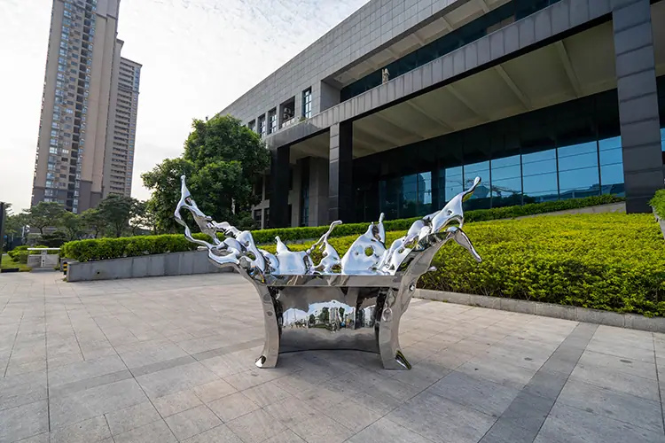 Outdoor stainless steel abstract sculpture