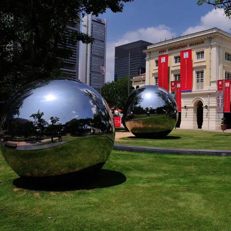 The application of stainless steel sphere sculptures in public spaces, gardens, and urban landscapes interacts with the environment