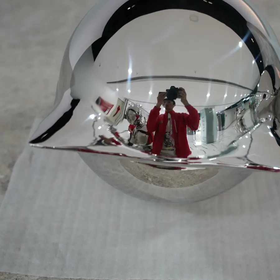 Stainless steel inflatable spherical sculpture