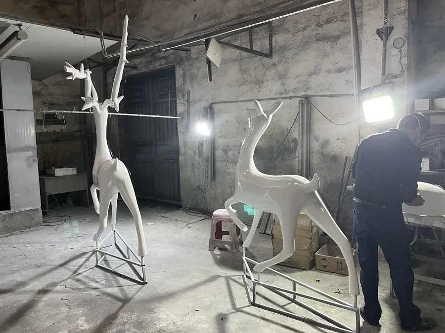 Stainless Steel Deer Sculptures