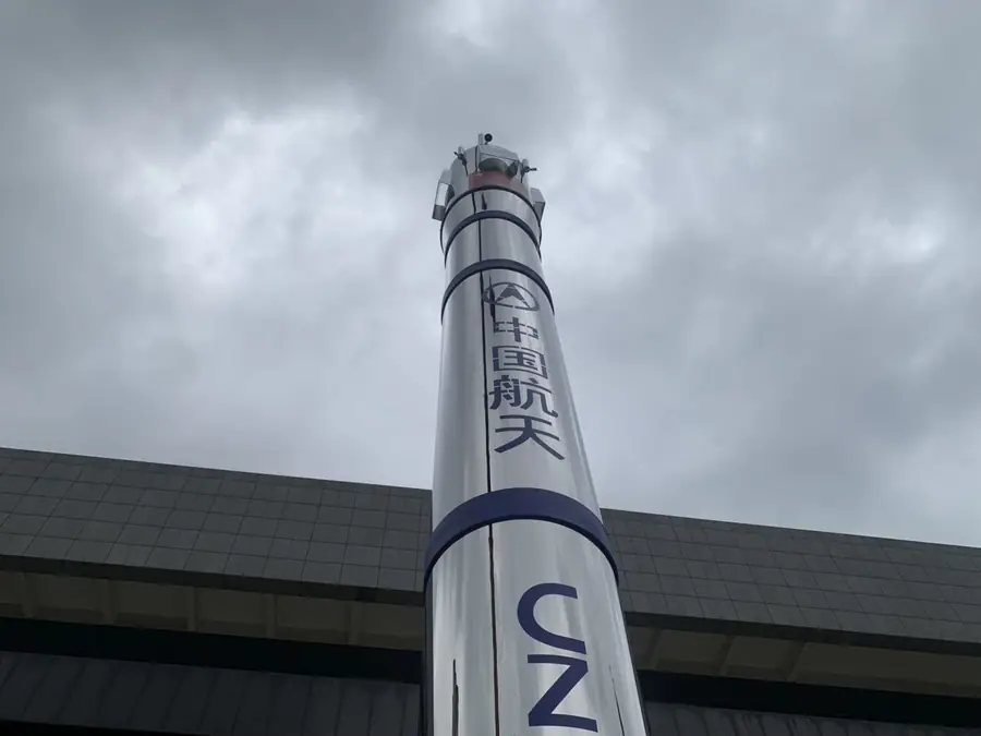 stainless steel rocket sculpture