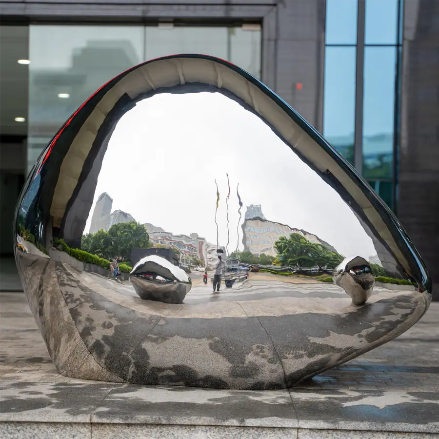 Stainless steel stone sculpture. Explore unlimited creative possibilities, we are a professional stainless steel sculpture customization factory.
