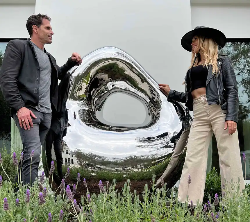 The artistic wonder of stainless steel sculpture: a striking piece in a California estate