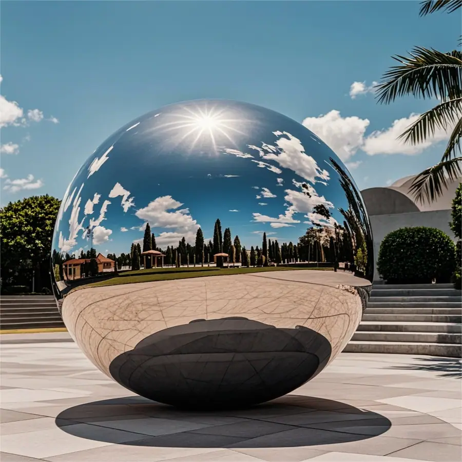 2-meter stainless steel spherical sculpture