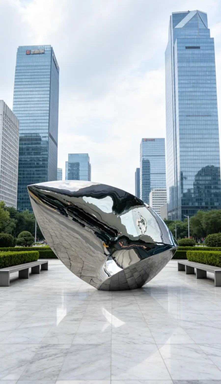 Abstract stainless steel sculpture