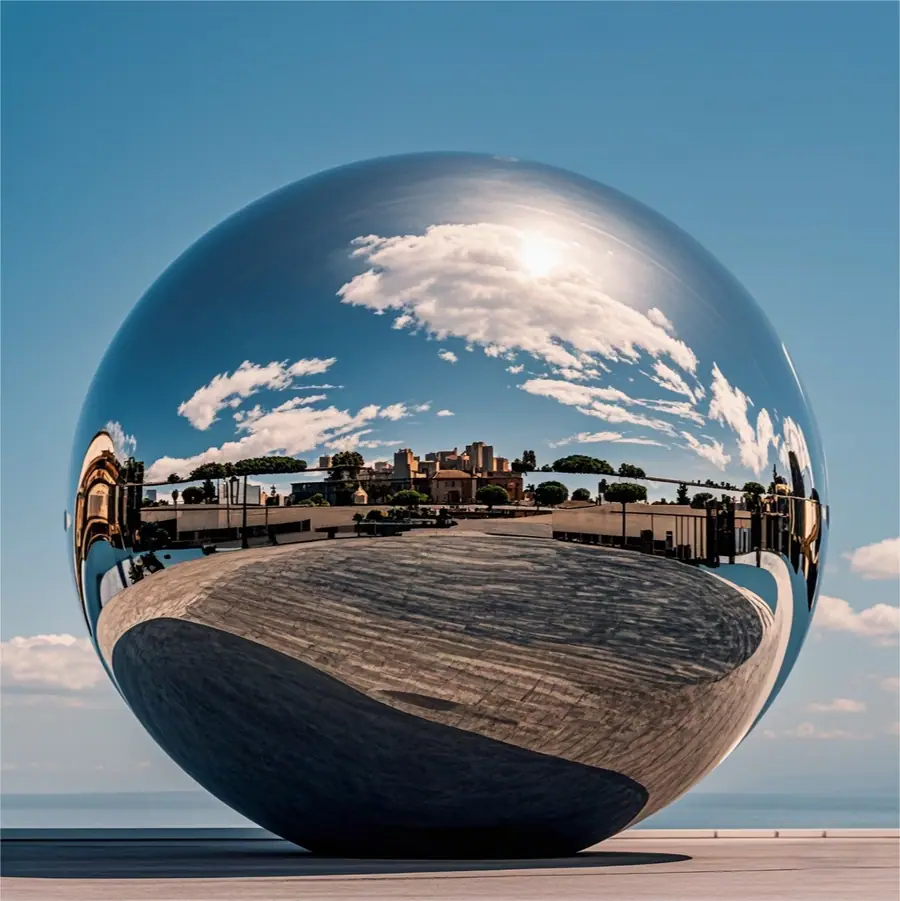 2-meter stainless steel spherical sculpture