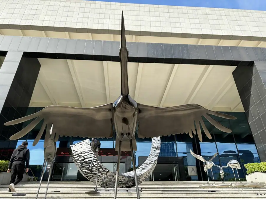 metal crane sculpture