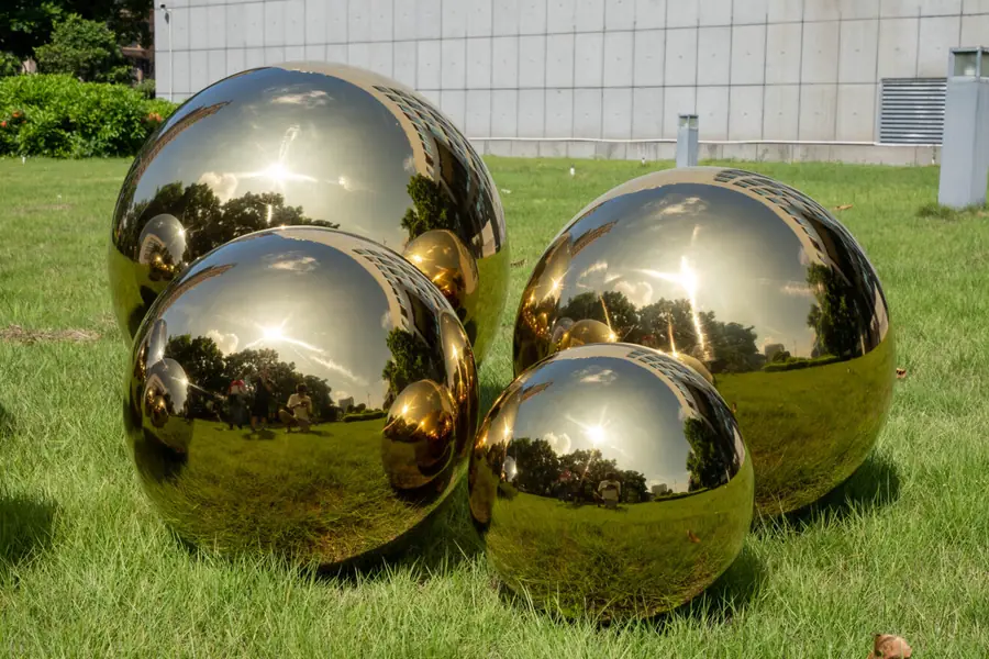 Stainless Steel Gold-Plated Spherical Sculpture