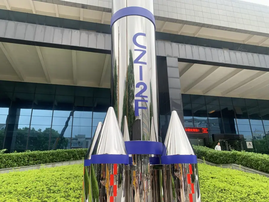 stainless steel rocket sculpture