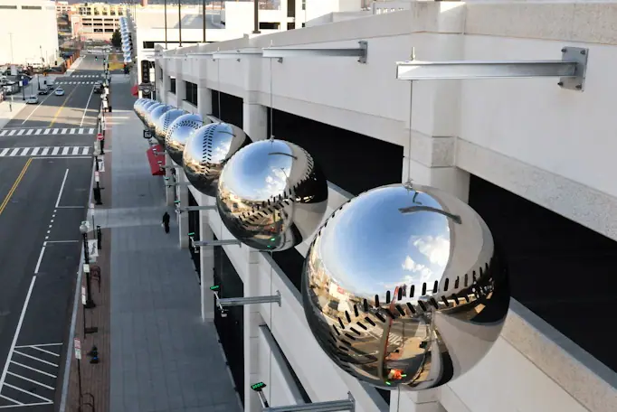 stainless steel skeleton ball sculpture