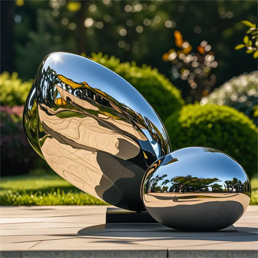 Stainless steel stone sculpture