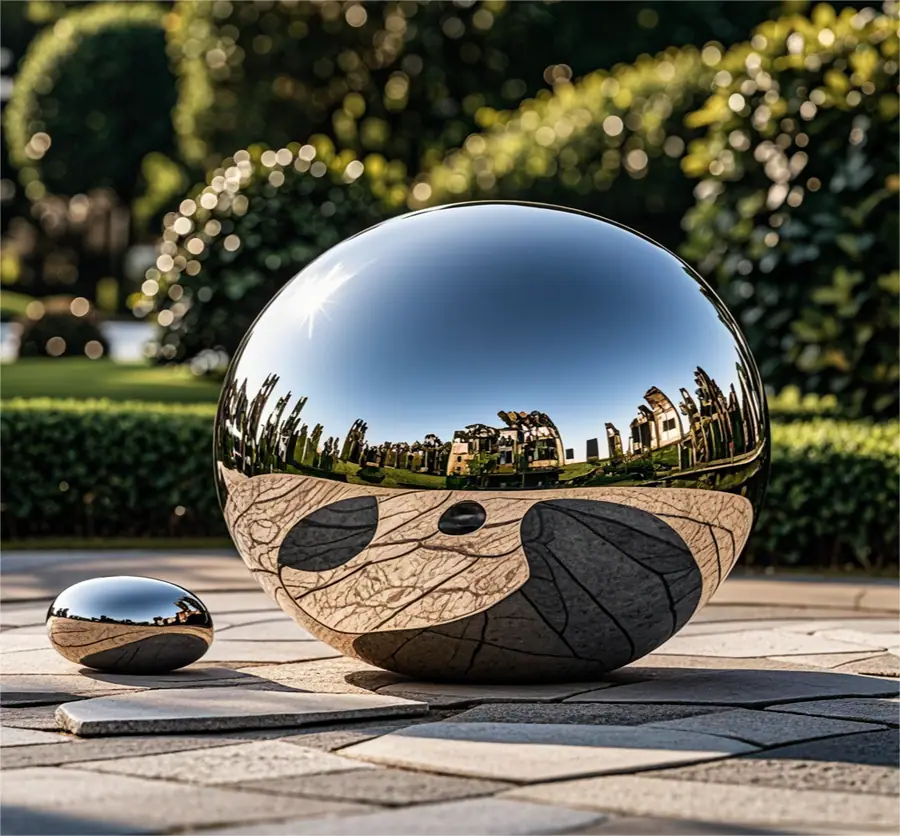 Stainless steel stone sculpture (2)