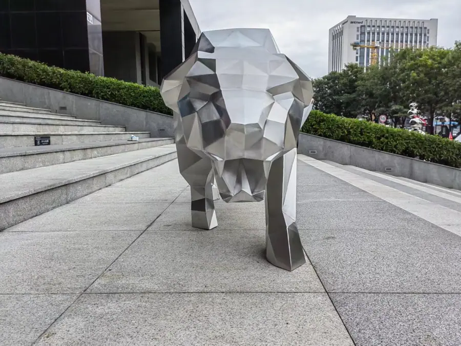 Stainless steel leopard sculpture