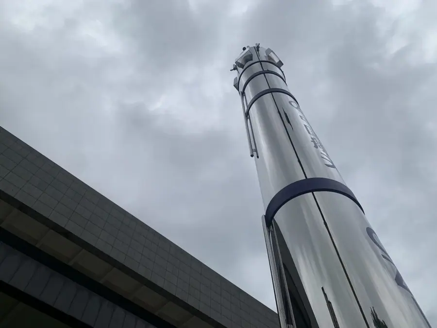 stainless steel rocket sculpture