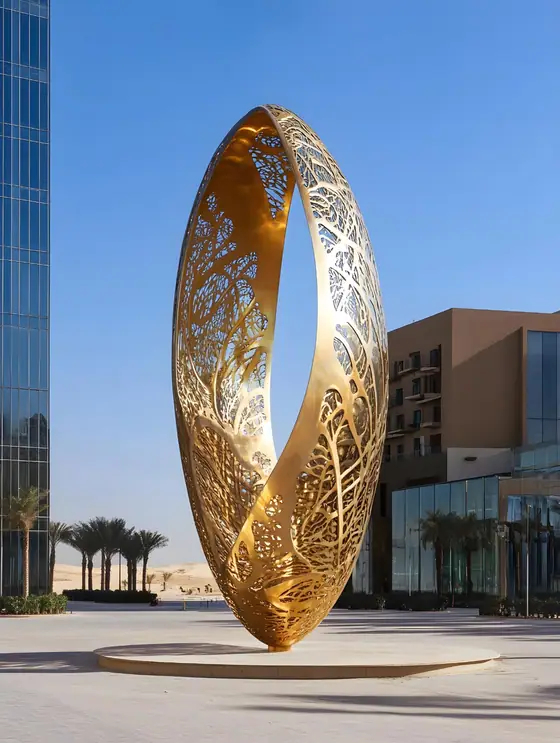 Stainless steel hollow special-shaped landscape sculpture installation