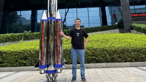stainless steel rocket sculpture
