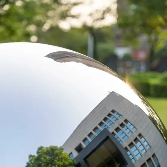 Stainless steel polished metal sphere sculpture