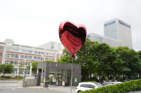 Stainless steel red love sculpture