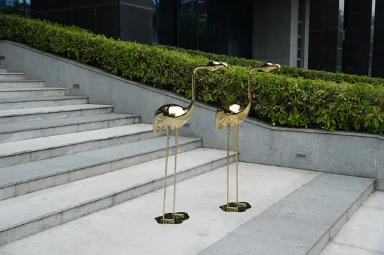304 Stainless Steel Mirror-Finished Titanium Gold-Plated Flamingo Sculpture