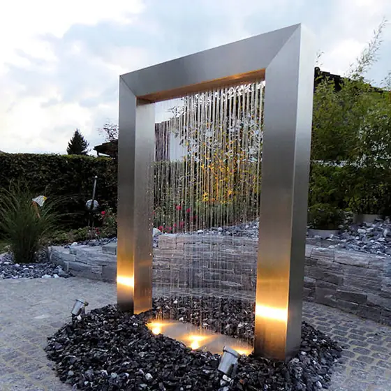 Stainless steel water feature sculpture