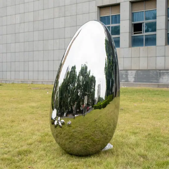 Stainless Steel Mirror Egg Sculpture