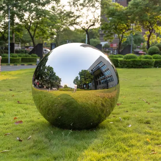 2-meter diameter stainless steel sphere sculpture