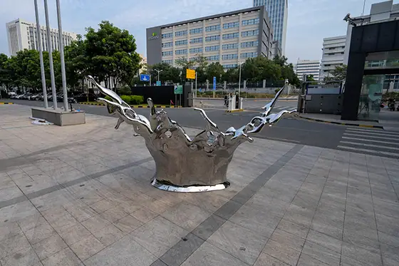 Outdoor stainless steel abstract sculpture