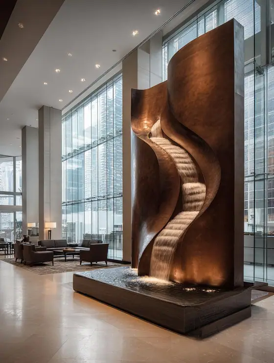 Custom Indoor Water Sculpture – Antique Bronze Finish