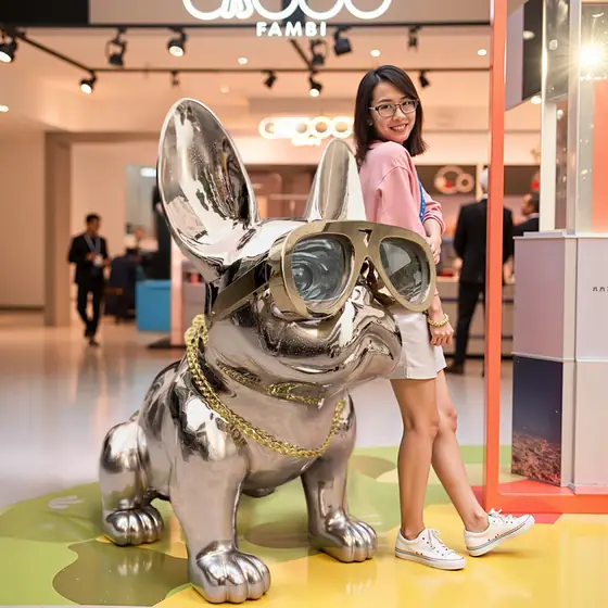 Stainless Steel Mirror French Bulldog Sculpture