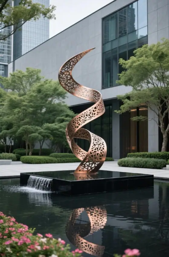 3.5-metre outdoor stainless steel ribbon sculpture/residential sculpture