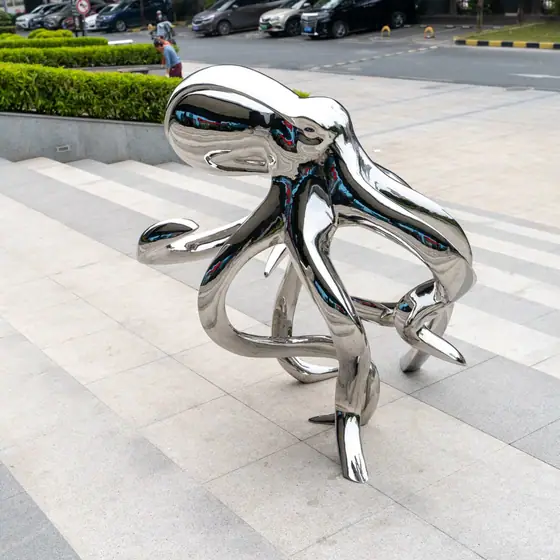 Stainless Steel Octopus Sculpture