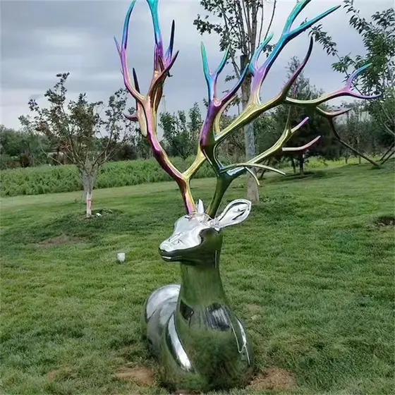stainless steel deer sculpture