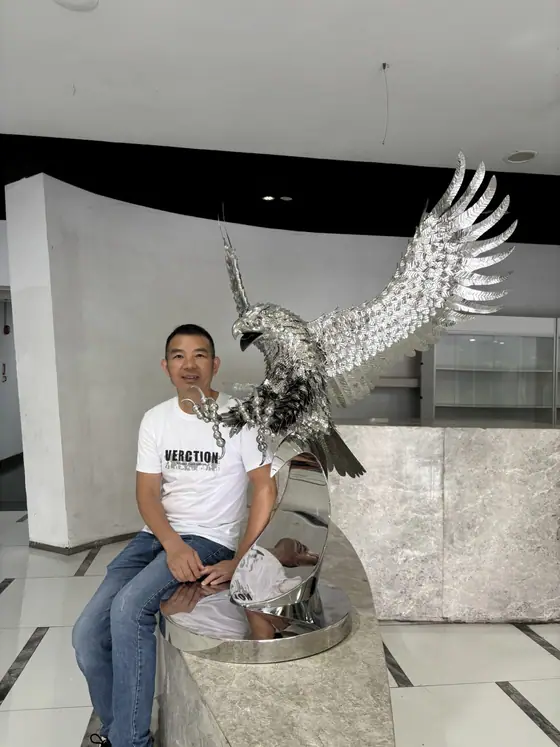 Large Stainless Steel Eagle Sculpture