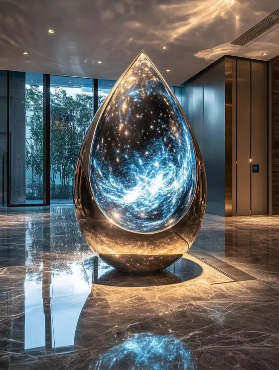 The Universe in Water Drops’ Large Hotel Sculpture