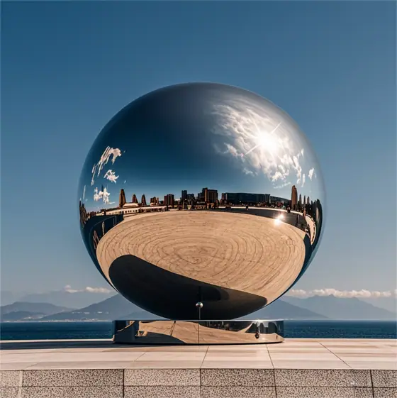 Stainless steel spherical sculpture
