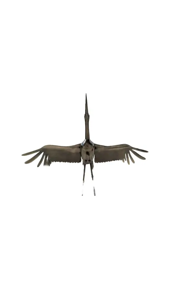metal crane sculpture