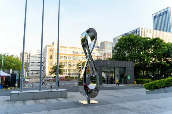 Outdoor abstract stainless steel sculpture