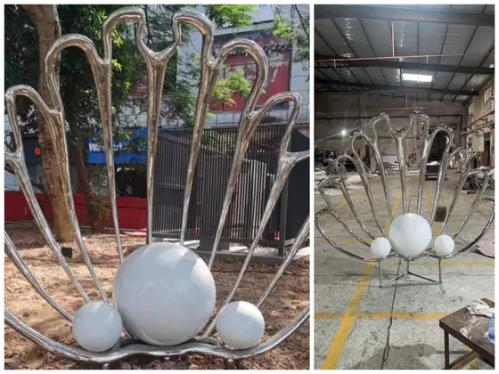 Stainless steel sculpture boutique: The shell sculpture in Shenzhen Huadayuan Community leads the art trend