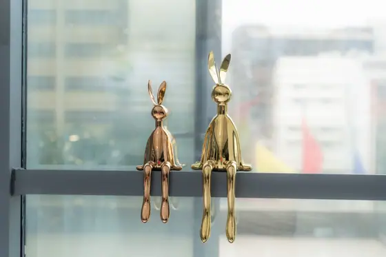 Metal Sculpture Rabbits