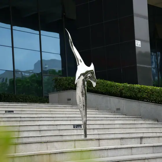Stainless steel seagull sculpture