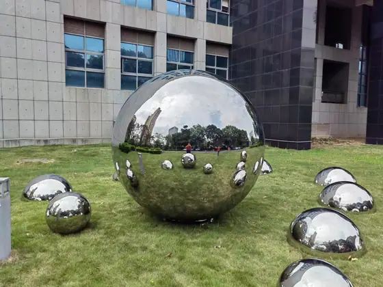 Stainless steel polished metal sphere sculpture