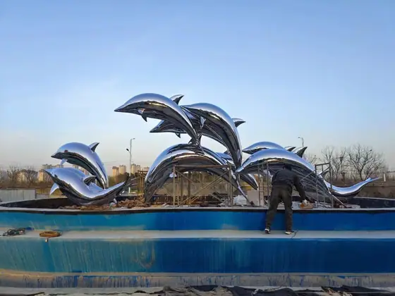 Metal Dolphin Sculpture