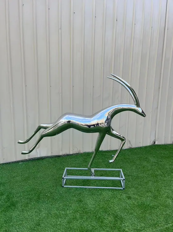 stainless steel mirror antelope sculpture
