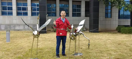 Stainless Steel Crane Sculpture