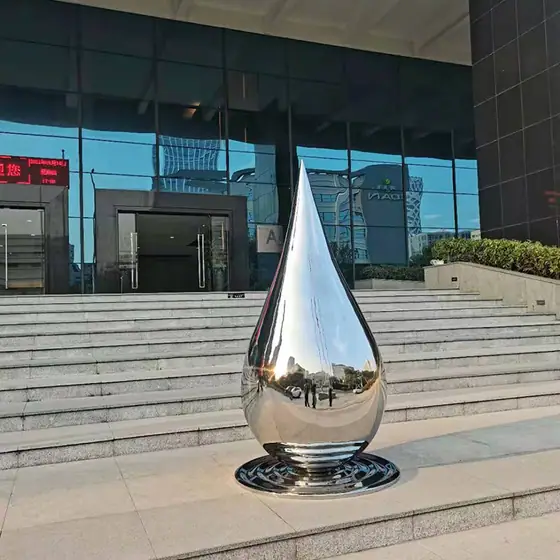 Stainless steel water drop sculpture
