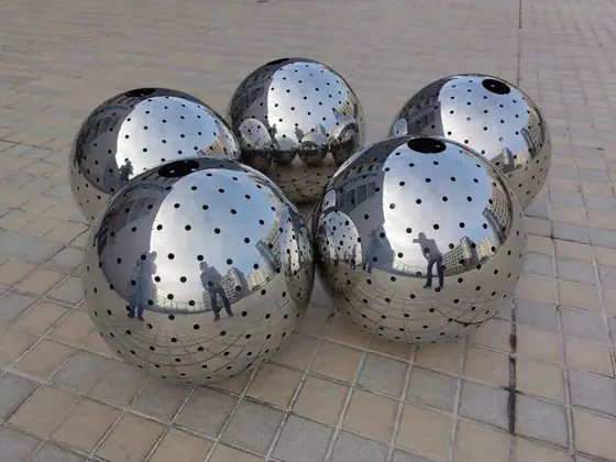Stainless steel polished metal sphere sculpture
