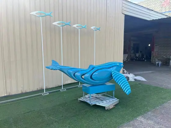 stainless steel shark sculpture