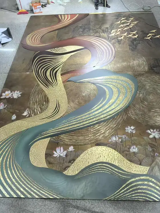 Color-Etched Copper Plate Abstract Art – 4×3 Meters