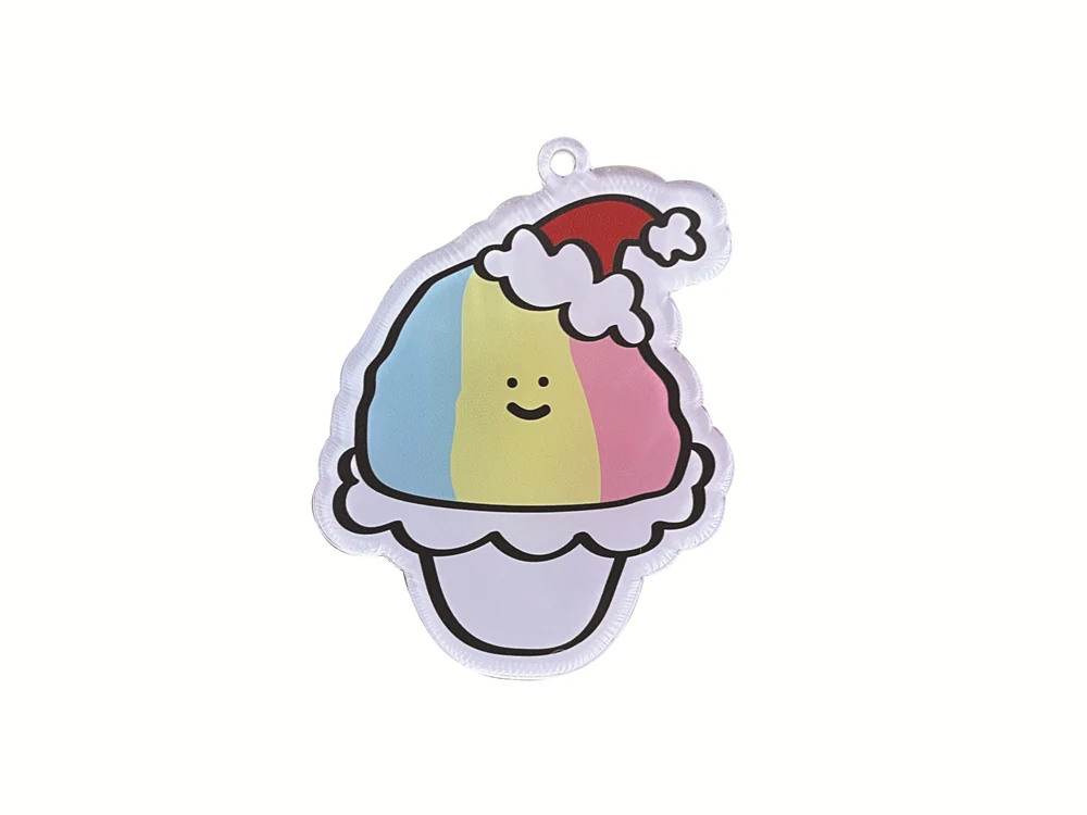 Clear acrylic keychain with full colour CMYK print and metal keyring