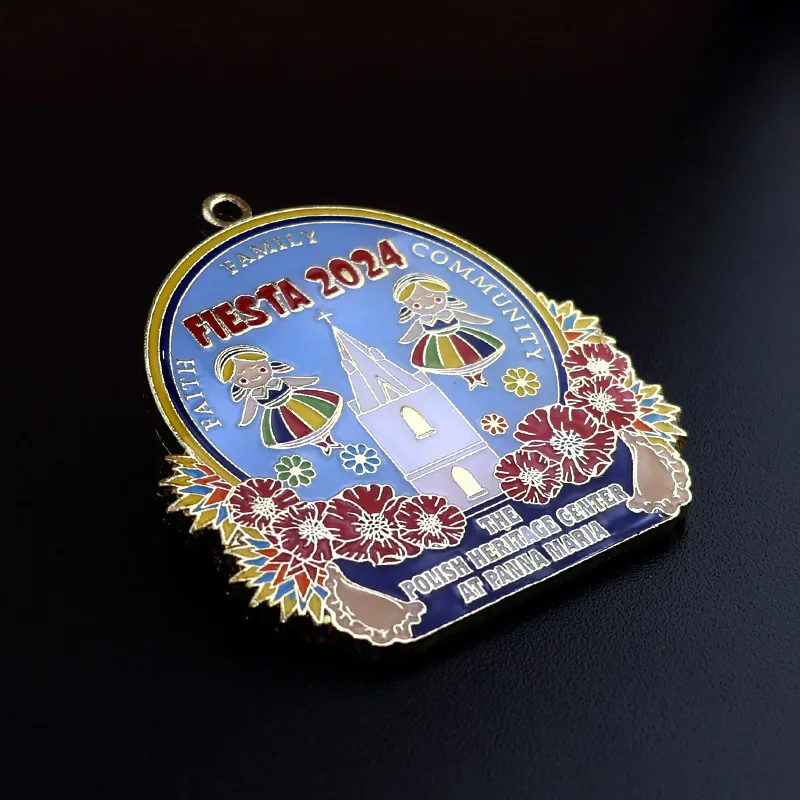 Reverse and ribbon detail of a custom die struck 2024 carnival award medal